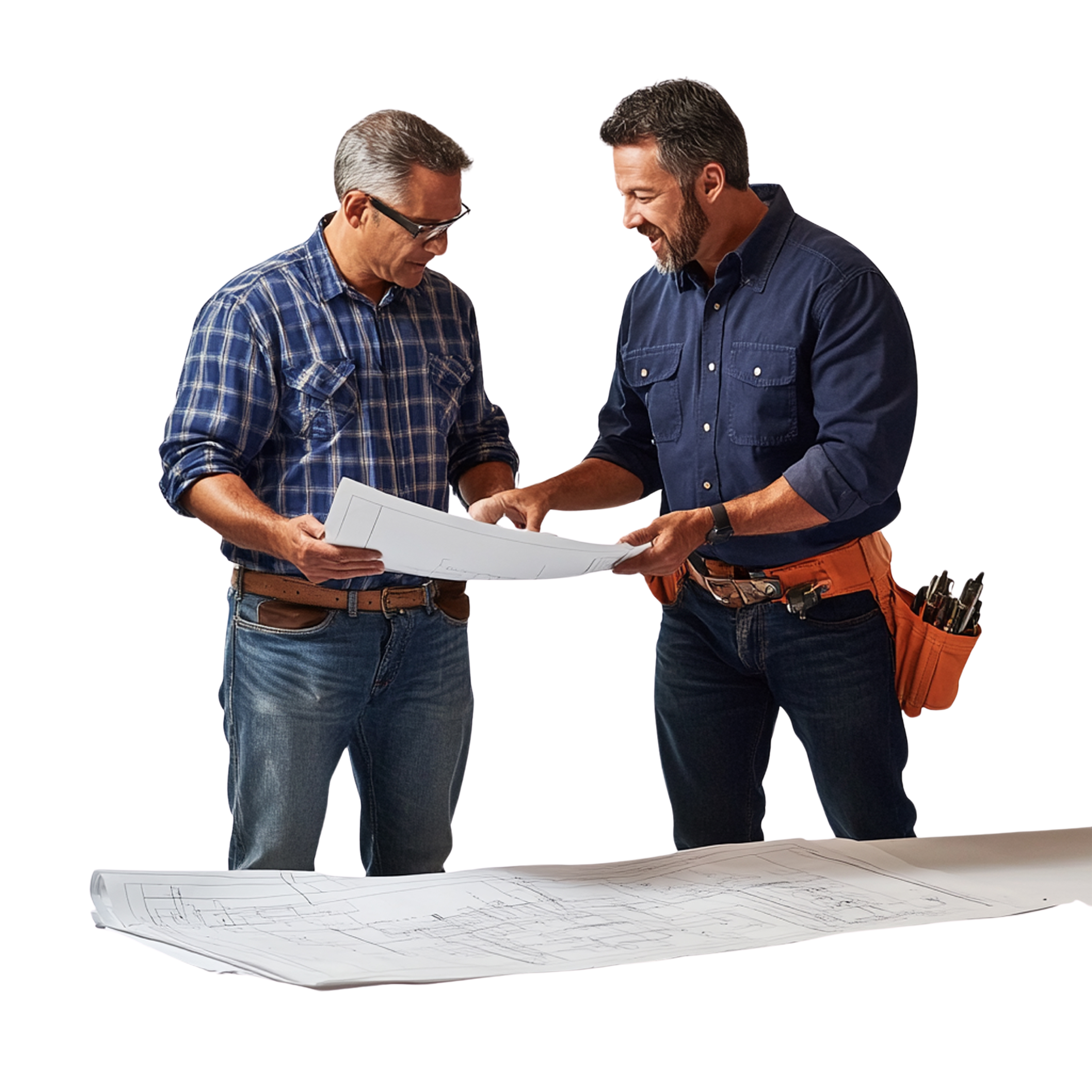 Conntractor reviewing home improvement services with an expert
